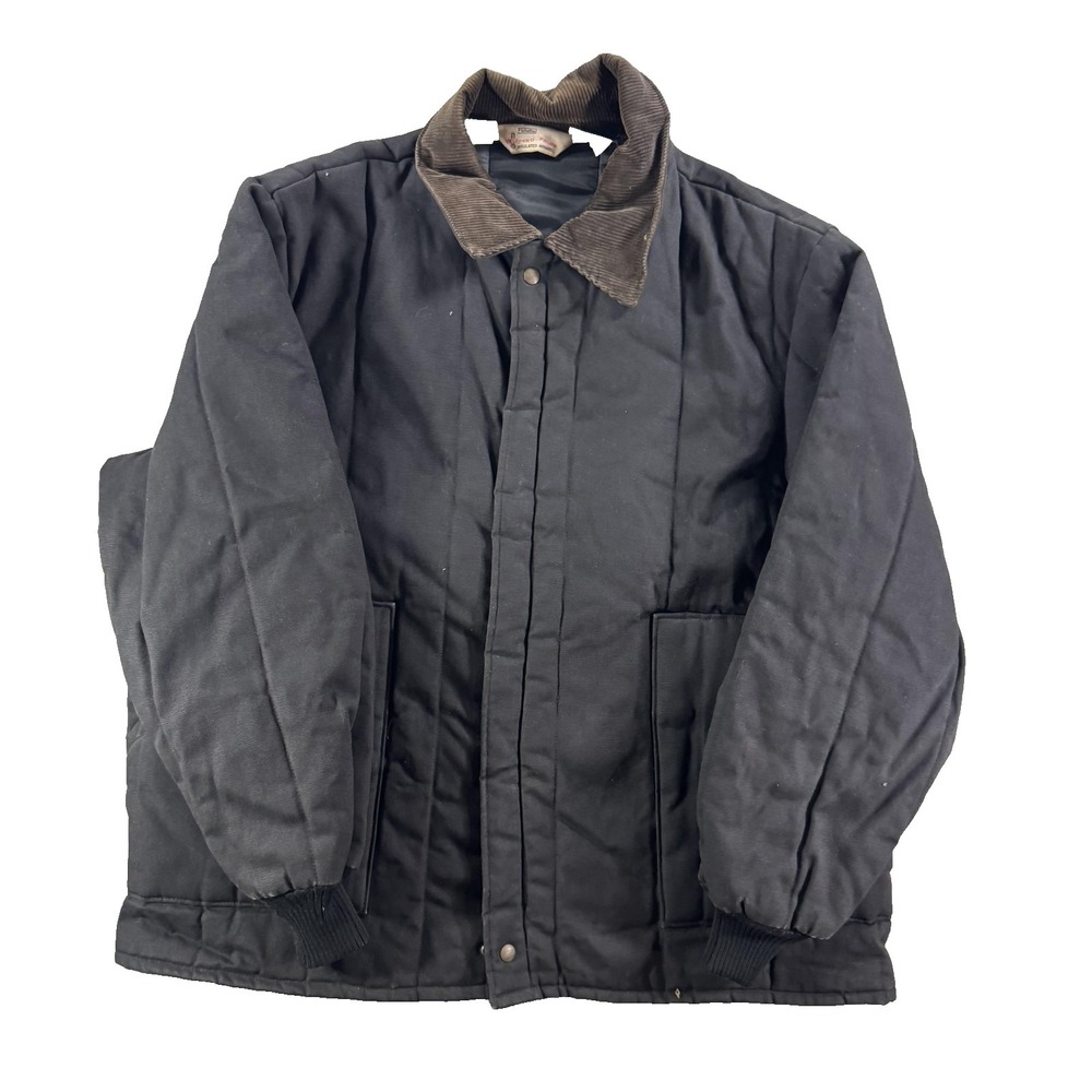 VTG Walls Jacket‎ Mens 2XL Black Canvas Quilted Insulated Workwear Blizzard-Pruf